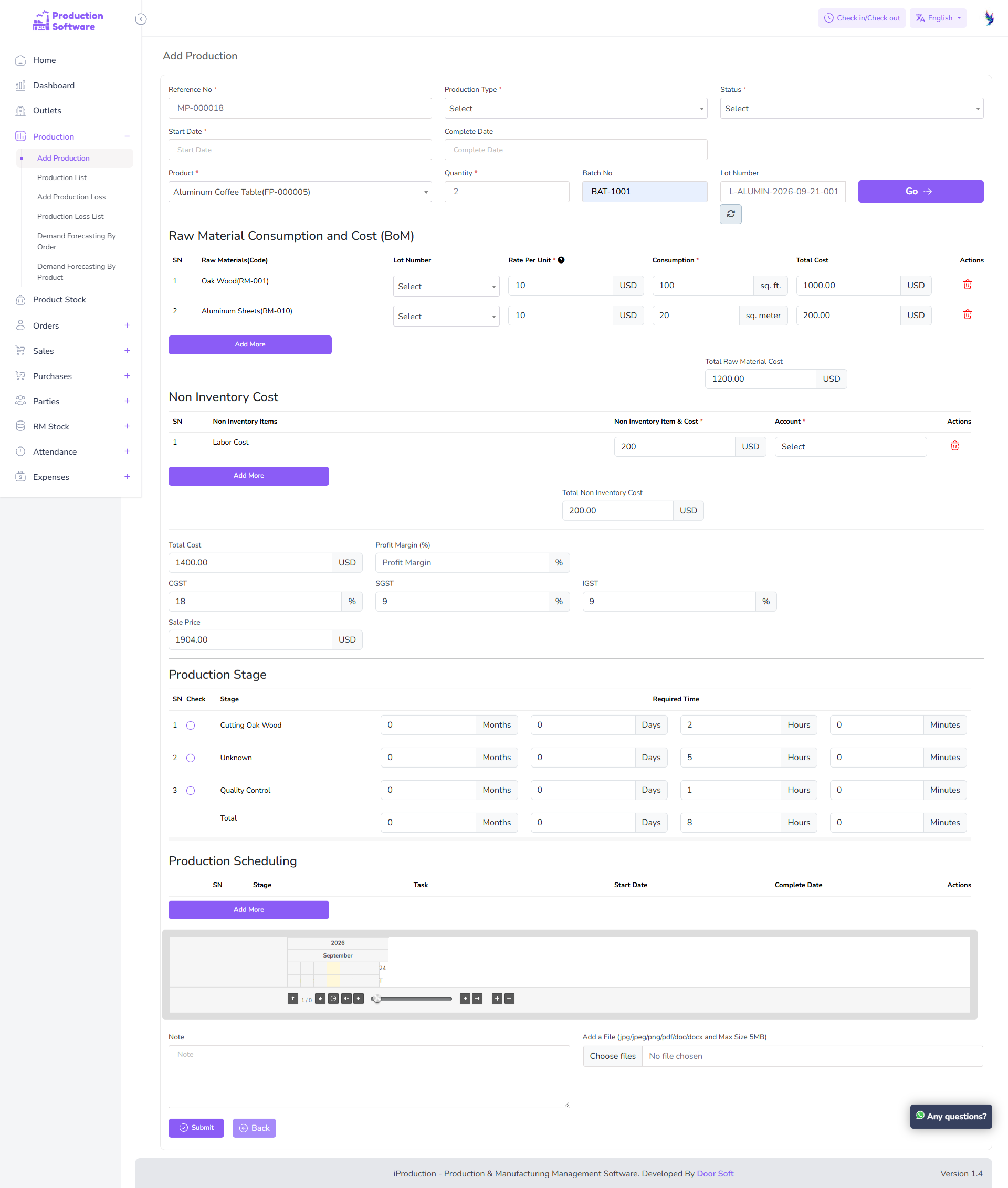 Production planning & scheduling